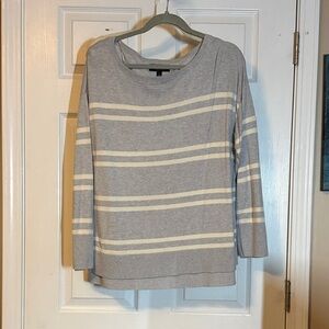 Banana Republic Gray and Cream Striped Sweater